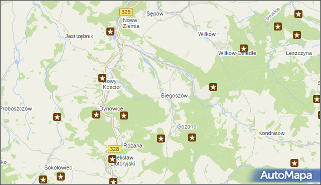 mapa Biegoszów, Biegoszów na mapie Targeo