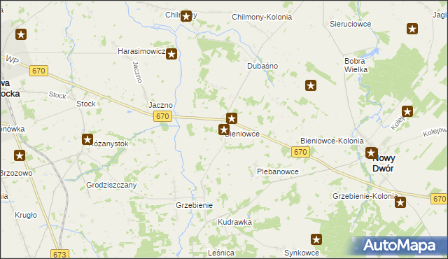 mapa Bieniowce, Bieniowce na mapie Targeo