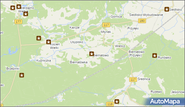 mapa Biernatowo, Biernatowo na mapie Targeo