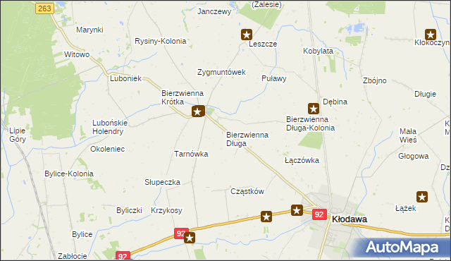 mapa Bierzwienna Długa, Bierzwienna Długa na mapie Targeo