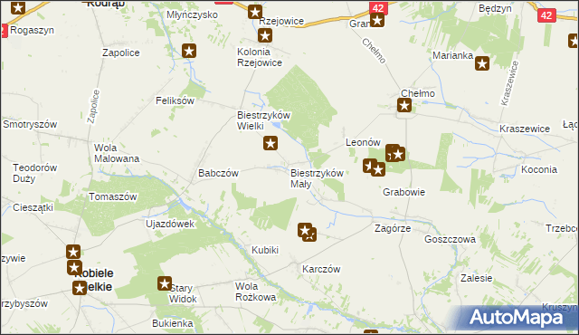 mapa Biestrzyków Mały, Biestrzyków Mały na mapie Targeo