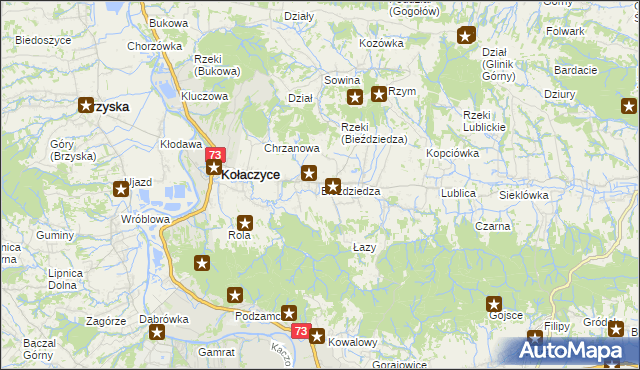 mapa Bieździedza, Bieździedza na mapie Targeo