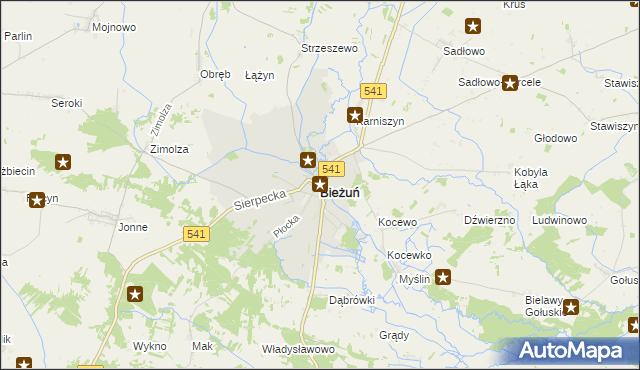 mapa Bieżuń, Bieżuń na mapie Targeo