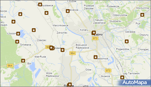 mapa Biskupice Radłowskie, Biskupice Radłowskie na mapie Targeo