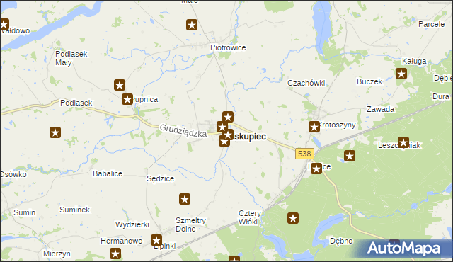 mapa Biskupiec powiat nowomiejski, Biskupiec powiat nowomiejski na mapie Targeo