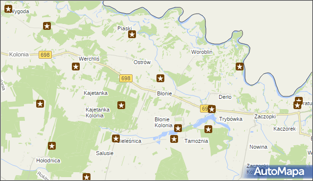 mapa Błonie gmina Janów Podlaski, Błonie gmina Janów Podlaski na mapie Targeo