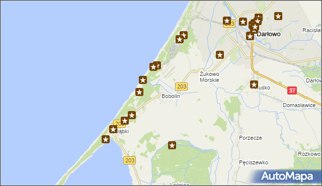 mapa Bobolin gmina Darłowo, Bobolin gmina Darłowo na mapie Targeo