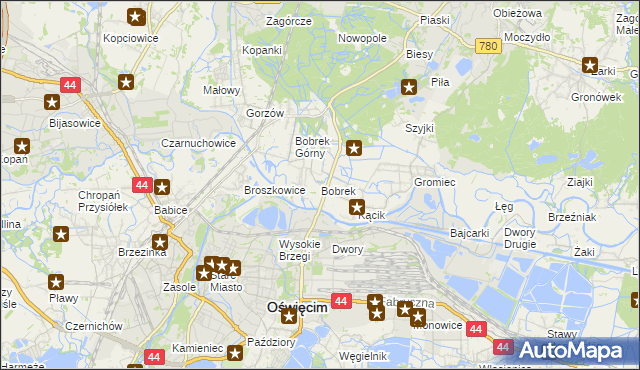 mapa Bobrek gmina Chełmek, Bobrek gmina Chełmek na mapie Targeo