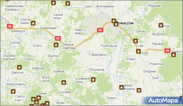 mapa Bobrowniki gmina Głowaczów, Bobrowniki gmina Głowaczów na mapie Targeo