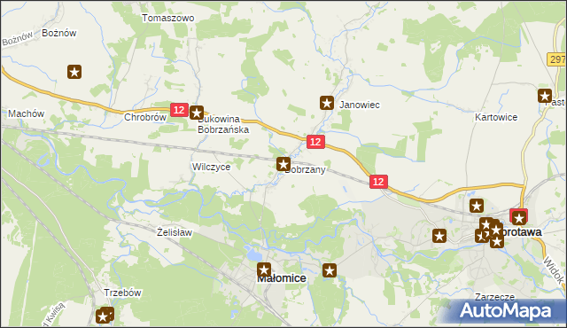 mapa Bobrzany, Bobrzany na mapie Targeo