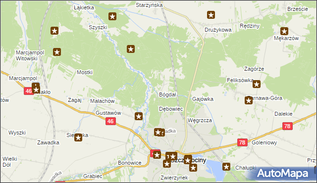 mapa Bógdał, Bógdał na mapie Targeo