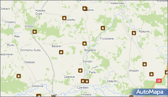 mapa Bogdanki gmina Juchnowiec Kościelny, Bogdanki gmina Juchnowiec Kościelny na mapie Targeo