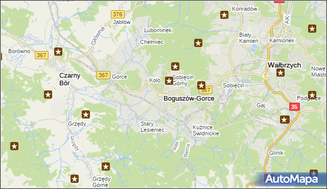 mapa Boguszów-Gorce, Boguszów-Gorce na mapie Targeo