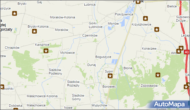 mapa Boguszyce gmina Piątek, Boguszyce gmina Piątek na mapie Targeo