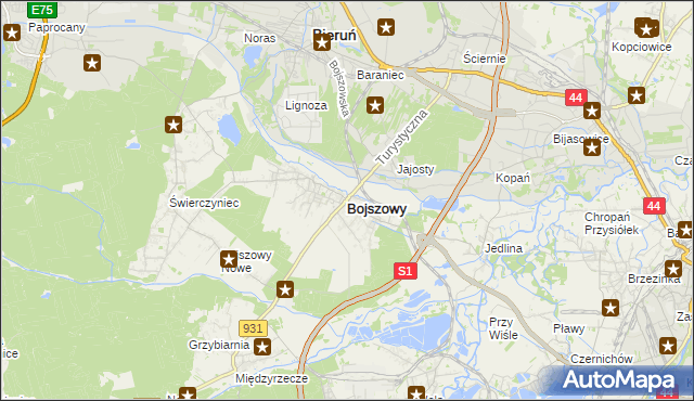 mapa Bojszowy, Bojszowy na mapie Targeo