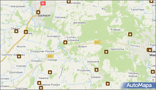 mapa Bolęcin gmina Sochocin, Bolęcin gmina Sochocin na mapie Targeo