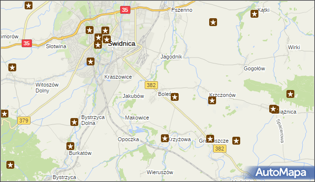 mapa Boleścin gmina Świdnica, Boleścin gmina Świdnica na mapie Targeo