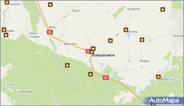 mapa Boleszkowice powiat myśliborski, Boleszkowice powiat myśliborski na mapie Targeo