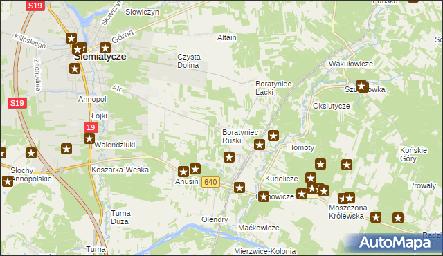 mapa Boratyniec Ruski, Boratyniec Ruski na mapie Targeo