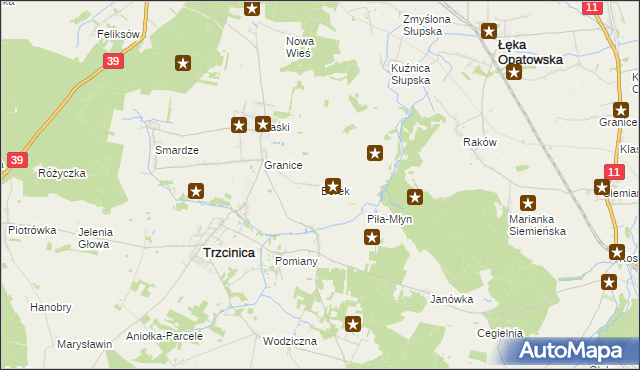 mapa Borek gmina Trzcinica, Borek gmina Trzcinica na mapie Targeo
