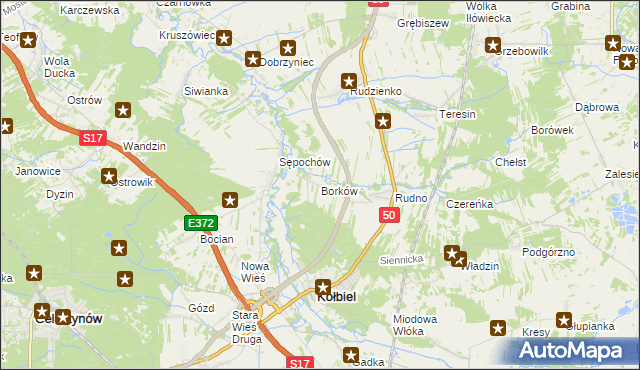 mapa Borków gmina Kołbiel, Borków gmina Kołbiel na mapie Targeo