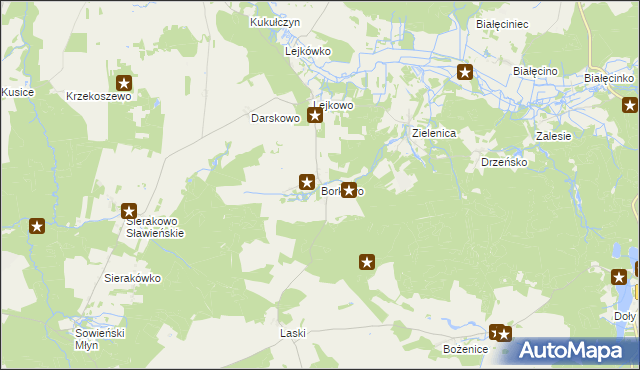 mapa Borkowo gmina Malechowo, Borkowo gmina Malechowo na mapie Targeo