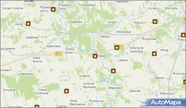 mapa Borkowo gmina Nasielsk, Borkowo gmina Nasielsk na mapie Targeo