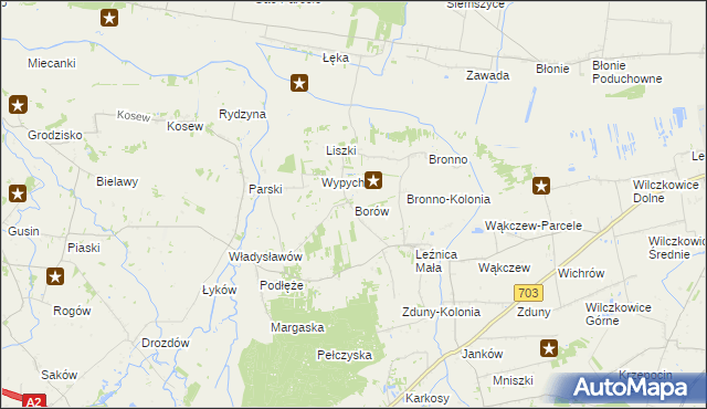 mapa Borów gmina Łęczyca, Borów gmina Łęczyca na mapie Targeo