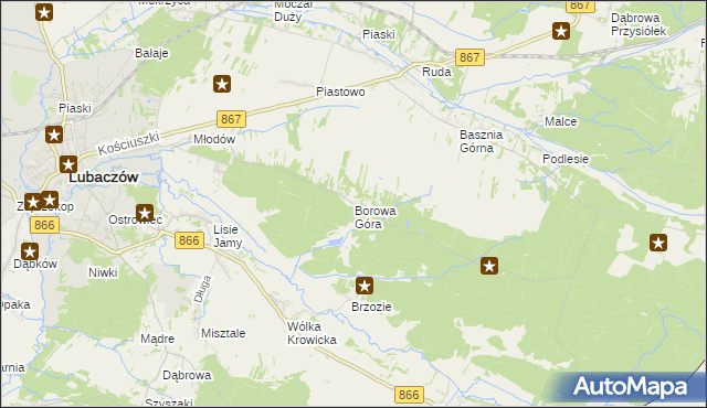 mapa Borowa Góra gmina Lubaczów, Borowa Góra gmina Lubaczów na mapie Targeo