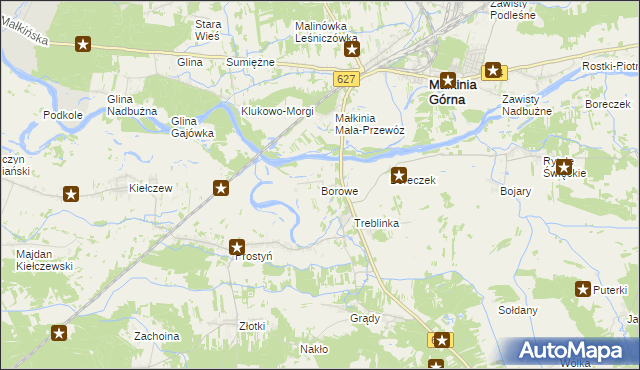 mapa Borowe gmina Małkinia Górna, Borowe gmina Małkinia Górna na mapie Targeo