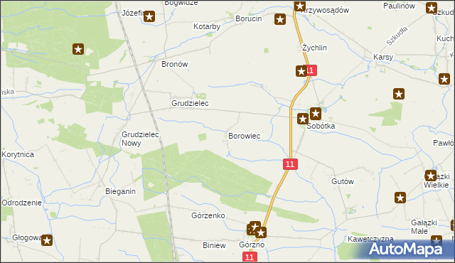 mapa Borowiec gmina Ostrów Wielkopolski, Borowiec gmina Ostrów Wielkopolski na mapie Targeo