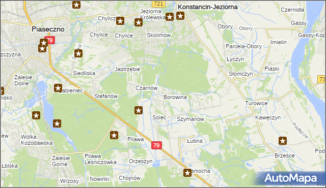 mapa Borowina gmina Konstancin-Jeziorna, Borowina gmina Konstancin-Jeziorna na mapie Targeo