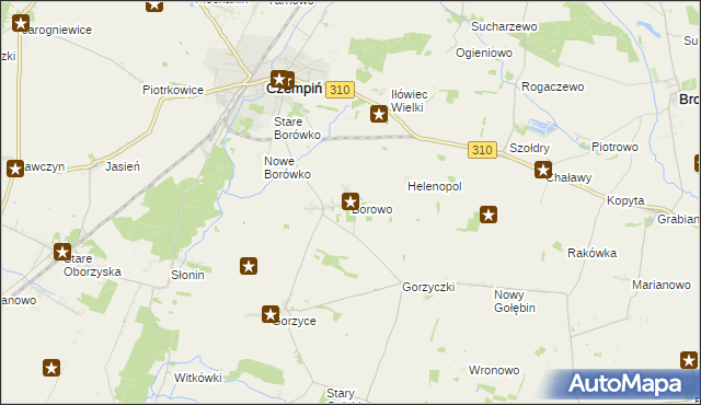 mapa Borowo gmina Czempiń, Borowo gmina Czempiń na mapie Targeo