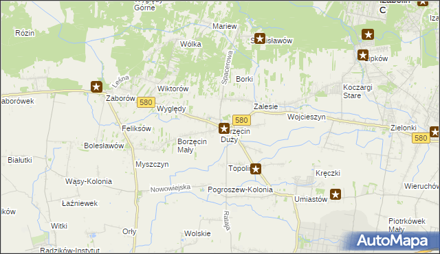 mapa Borzęcin Duży, Borzęcin Duży na mapie Targeo