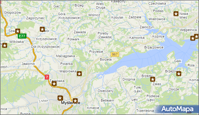 mapa Borzęta, Borzęta na mapie Targeo