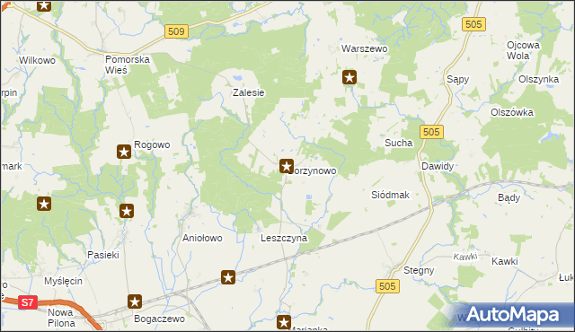 mapa Borzynowo gmina Pasłęk, Borzynowo gmina Pasłęk na mapie Targeo