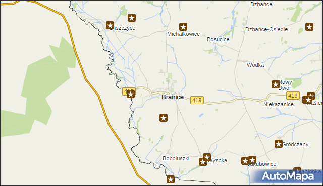 mapa Branice powiat głubczycki, Branice powiat głubczycki na mapie Targeo