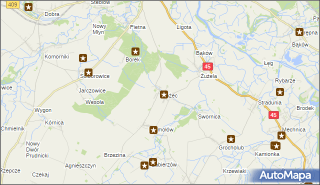 mapa Brożec gmina Walce, Brożec gmina Walce na mapie Targeo
