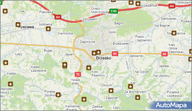 mapa Brzesko, Brzesko na mapie Targeo