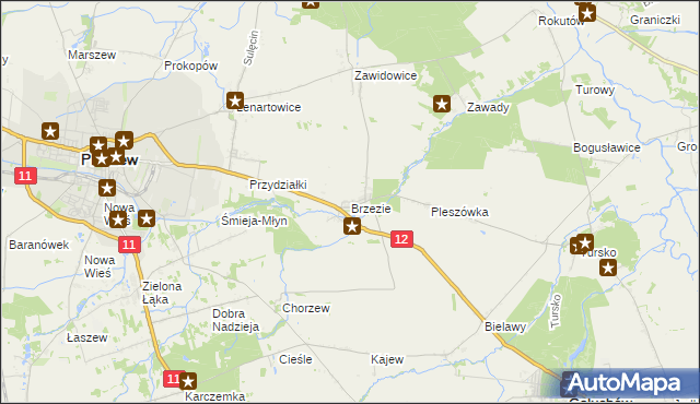 mapa Brzezie gmina Pleszew, Brzezie gmina Pleszew na mapie Targeo