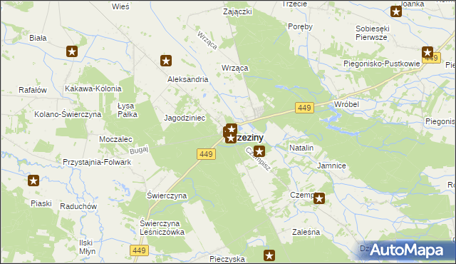 mapa Brzeziny powiat kaliski, Brzeziny powiat kaliski na mapie Targeo