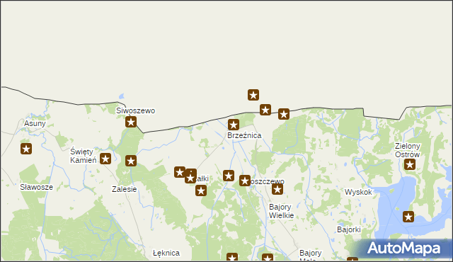 mapa Brzeźnica gmina Srokowo, Brzeźnica gmina Srokowo na mapie Targeo