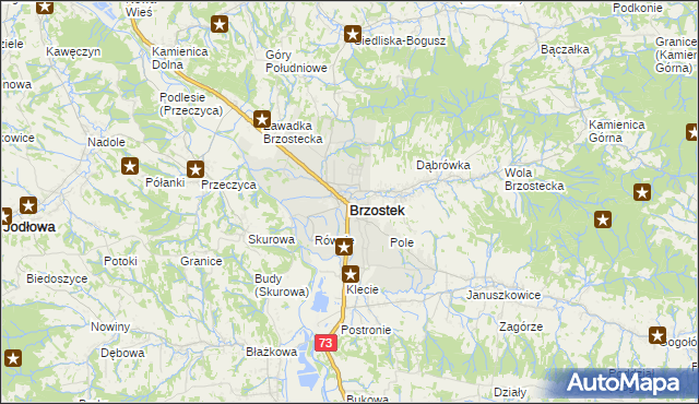 mapa Brzostek powiat dębicki, Brzostek powiat dębicki na mapie Targeo