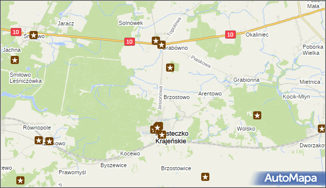 mapa Brzostowo gmina Miasteczko Krajeńskie, Brzostowo gmina Miasteczko Krajeńskie na mapie Targeo