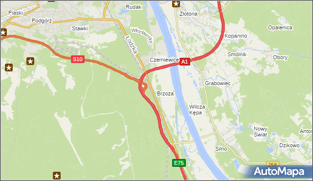 mapa Brzoza gmina Wielka Nieszawka, Brzoza gmina Wielka Nieszawka na mapie Targeo