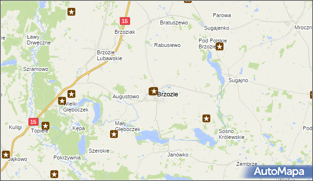 mapa Brzozie powiat brodnicki, Brzozie powiat brodnicki na mapie Targeo