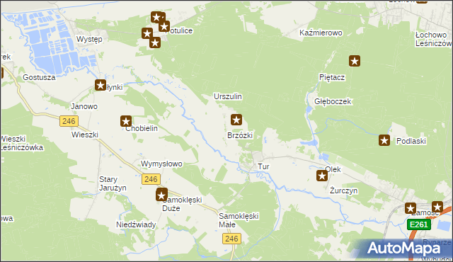 mapa Brzózki gmina Szubin, Brzózki gmina Szubin na mapie Targeo