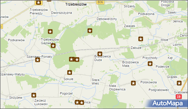 mapa Brzozowica Duża, Brzozowica Duża na mapie Targeo