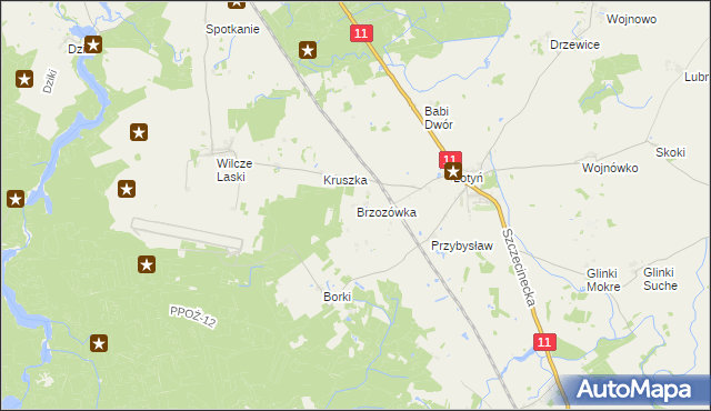 mapa Brzozówka gmina Okonek, Brzozówka gmina Okonek na mapie Targeo