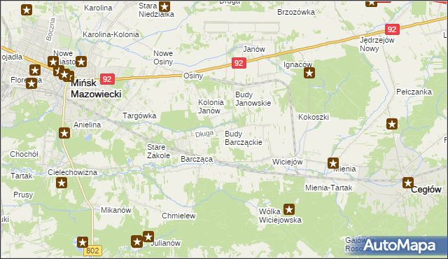 mapa Budy Barcząckie, Budy Barcząckie na mapie Targeo